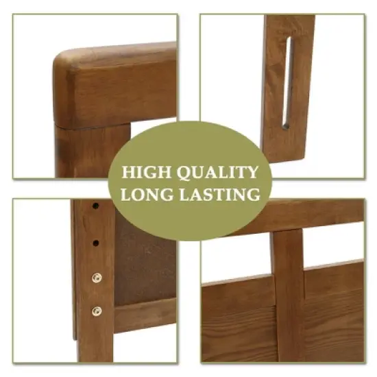 LuxenHome Farmhouse Double Panel Wood Headboard, King Brown image {9}