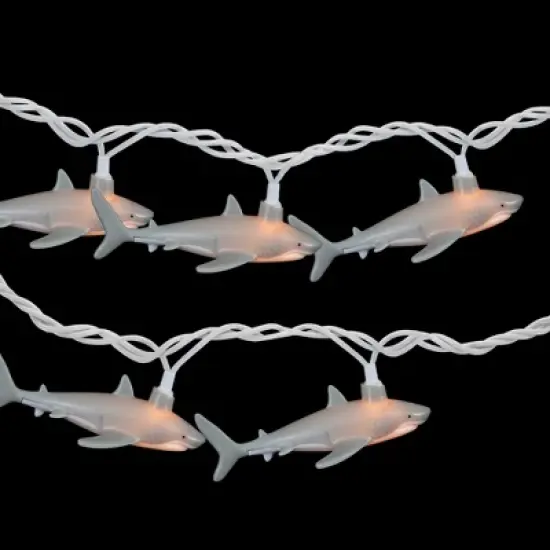 Northlight Shark Indoor Outdoor Patio Light Set - 6'  - White Wire - 10ct image {2}