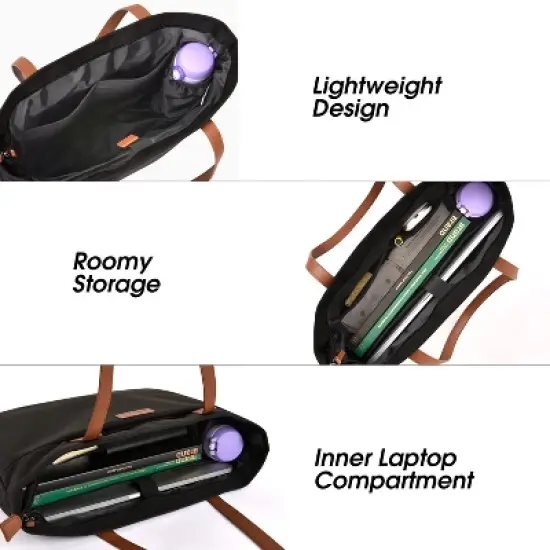 Laptop Tote Bag Shoulder Bag with 16&rdquo; Computer Compartment for Work Travel(Black) image {4}