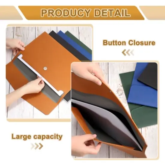 Unique Bargains Waterproof PU Leather Document Folder with Button Closure 13.4" x 9.4" image {2}