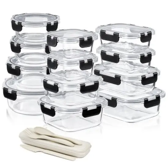 Sorbus Glass Food Storage Containers with Lids - Airtight, Microwave, Fridge, Dishwasher, Oven Safe, BPA-Free, Meal Prep Containers image {6}