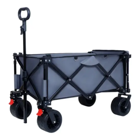 DSVIMOY Collapsible Folding Wagon, Extra Long Collapsible Wagon with Tailgate for Garden Sports Camping, Gray, 46.85"*22.05"*41.34" image {4}