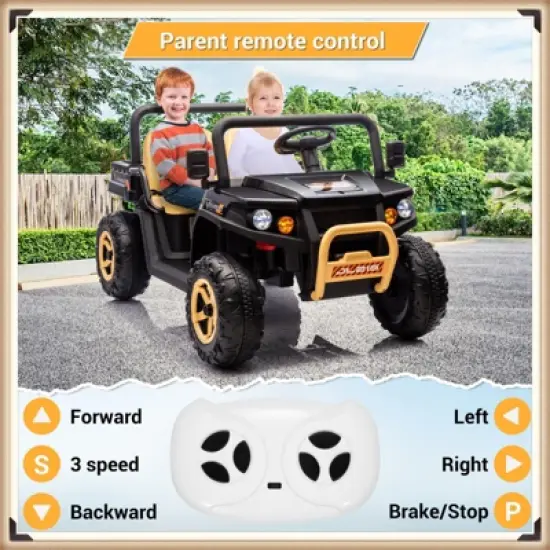 Garvee 24V Kids Ride On Dump Truck, 2-Seater Electric UTV with Remote Control, 4x35W Motors, Shovel, Music, Lights & Bluetooth image {2}