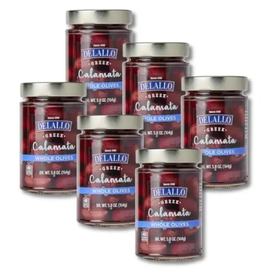 DeLallo Whole Greek Kalamata Olives, 5.8 oz Jar, (6 Pack) image {8}
