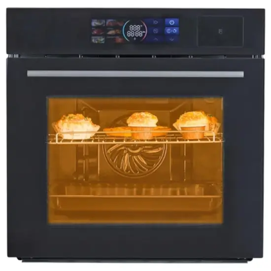 24" Single Wall Oven, with Steam&Grill&Air Frying Mode, 3000W, 240V, 2.5Cu.ft Stainless Steel Convection Built-in Oven, Advanced Colorful Touch Screen image {6}