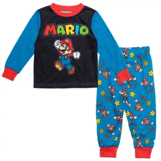 SUPER MARIO Nintendo Luigi Mario Pajama Shirt and Pants Sleep Set Toddler image {7}