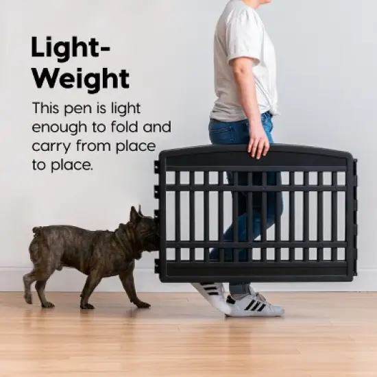 IRIS USA 34" Exercise 8-Panel Pet Playpen, Dog Playpen, for Medium and Large Dogs, Keep Pets Secure, Easy Assemble, Fold It Down, Easy Storing, Black image {4}