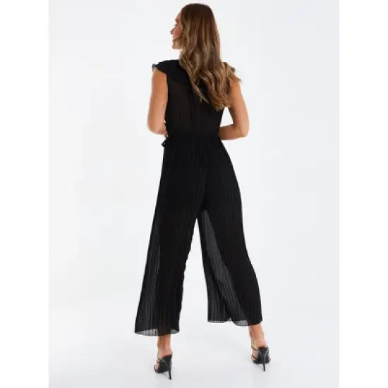 QUIZ Womens Pleated Jumpsuit-Black-S image {2}