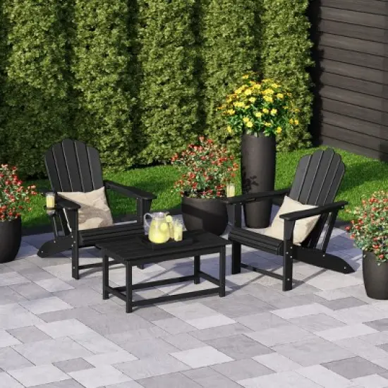 WestinTrends Highland 3-Piece Adirondack Chairs with Cup Holders and Coffee Table Set image {1}