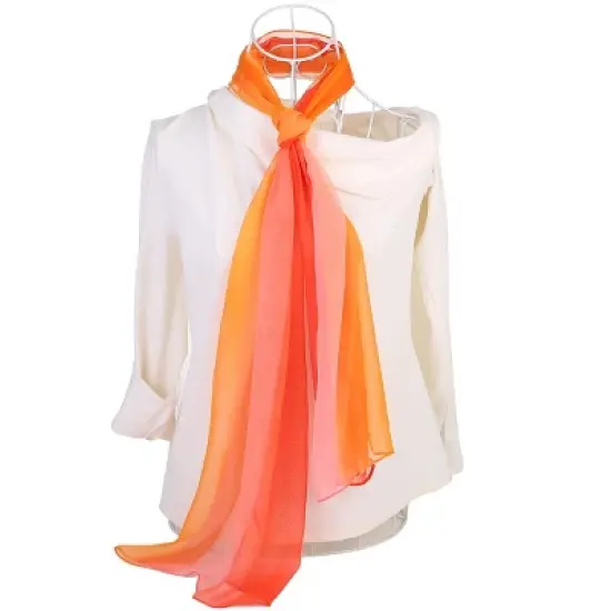 Allegra K Women Long Chiffon Light  Silky Gradient Color Shawl Wrap Scarf image {5}
