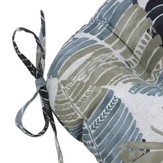 2pk Outdoor/Indoor Reversible Chair Pad Set Hixon Stone Black - Pillow Perfect image {2}