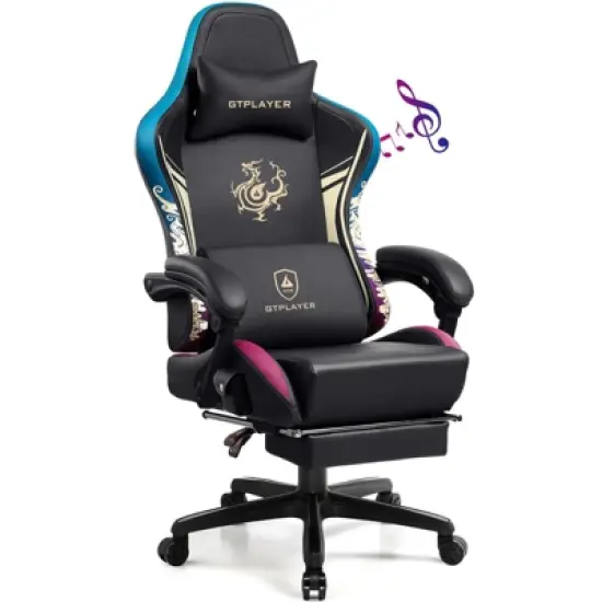 GTPLAYER Pro Gaming Chair with Bluetooth Speakers and Footrest, Dragon Series Video Game Chair image {7}