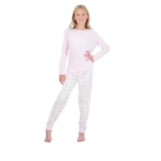 Sleep On It Girls 2-Piece Fleece Pajama Set - Pink Plaid image {3}