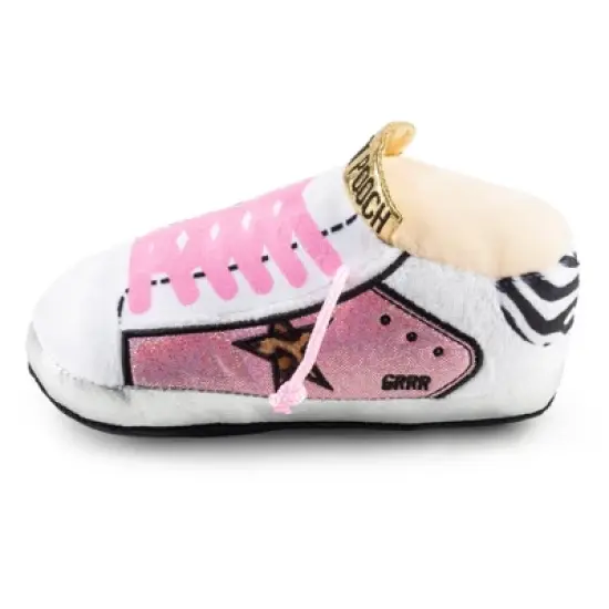 Haute Diggity Dog Golden Pooch Pink Tennis Shoe Plush Dog Toy with Squeaker image {1}