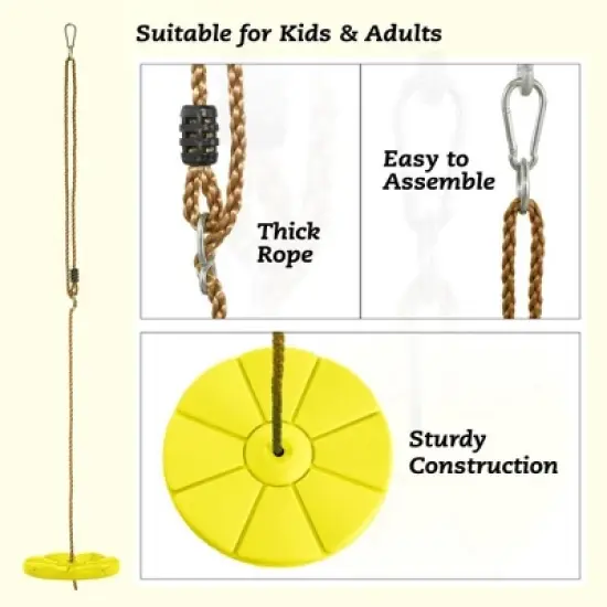 Cool Disc Tree Swing Seat Accessory Set with Adjustable Rope - Fully Assembled image {5}