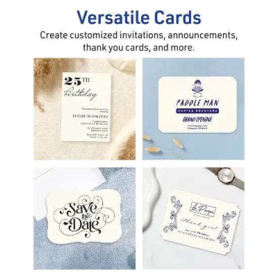 Avery Matte Ivory Invitation Cards, 5" x 7" Rectangle Flourished Edge image {2}