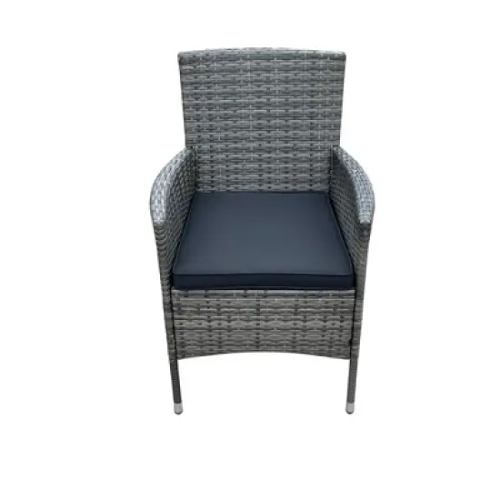 YOOCOZZ 9-Piece Outdoor Wicker Dining Set with Tempered Glass Table and Wide Armrest Chairs - Black+Grey image {4}