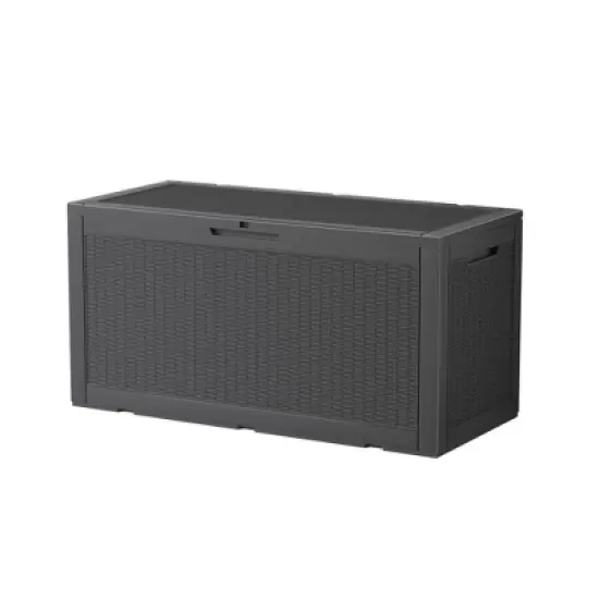 Kumasinova 100 Gal Rattan Patterned Outdoor Deck Box,Seats 2 People,Sturdy PP Resin Storage Box,All Weather Use,UV Protected&Waterproof image {6}