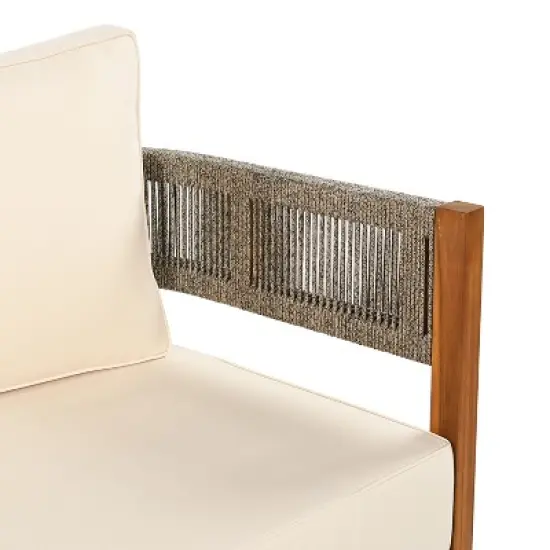 Christopher Knight Home Monroe Patio Modern Acacia Wood Club Chair with Cushions image {6}