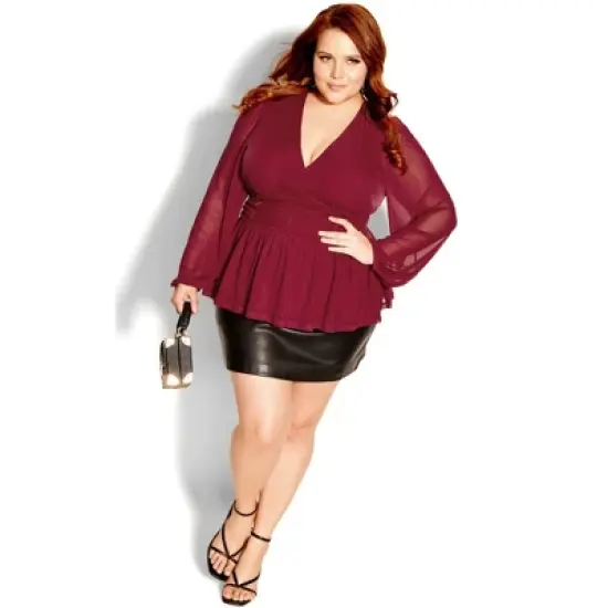 Women's Plus Size Rapture Top - ruby | CITY CHIC image {1}
