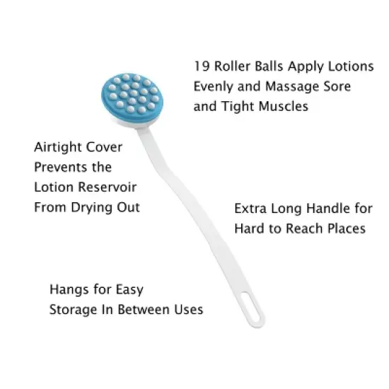 Lotion Applicator and Massager - Handheld Long Handled Easy Reach Roll-On Dispenser for Sunscreen, Cream, Shower Gel on Back by Fleming Supply image {2}