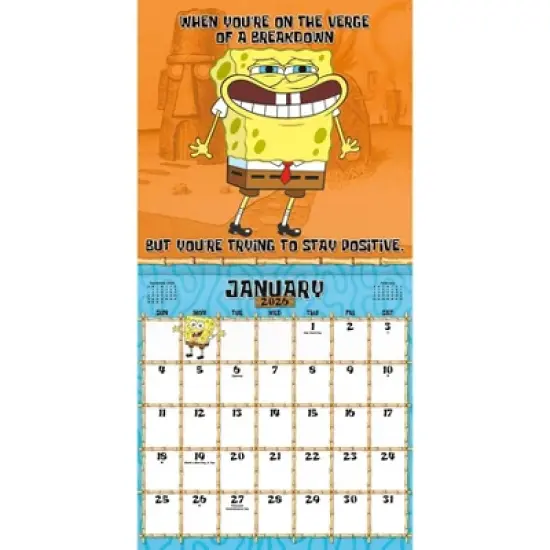 Trends International 2026 SpongeBob Squarepants 12"x12" Wall Calendar image {1}