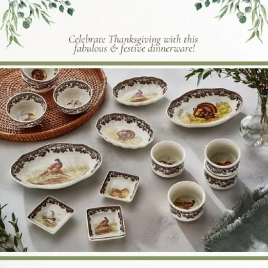 Spode Woodland Pheasant Pickle Dish - 8.5" Porcelain Tray with British Flowers Border & Scalloped Edge, Microwave, Dishwasher, Oven & Freezer Safe image {4}