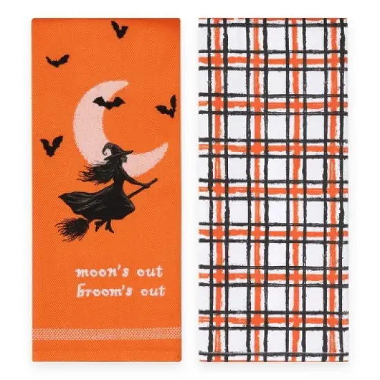 2pk Dishtowels Flying Witch - Bullseye's Playground&trade; image {1}