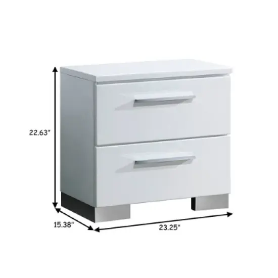 Contemporary Nightstand White - Benzara image {4}