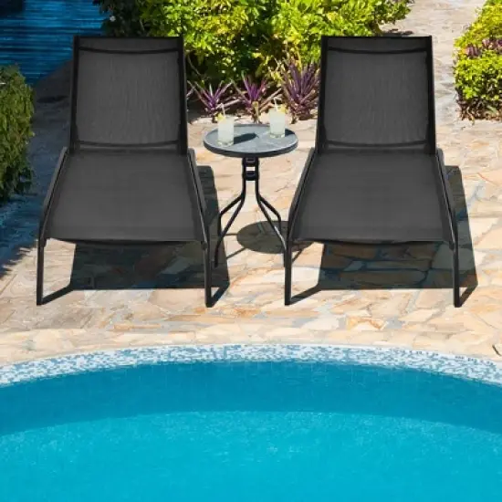 Costway Outdoor Adjustable Chaise Lounge Patio 6-Position Recliner with Wheels image {1}