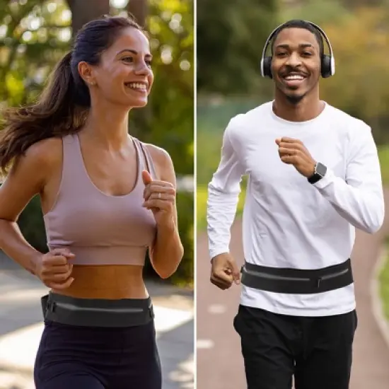 Unique Bargains Waist Pack Bag for Running Large Black 1 Pc image {5}