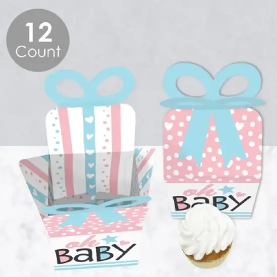 Big Dot of Happiness Baby Gender Reveal - Square Favor Gift Boxes - Team Boy or Girl Party Bow Boxes - Set of 12 image {2}