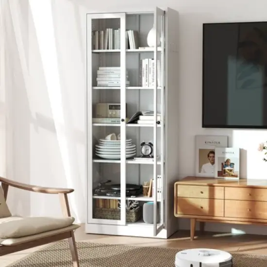 Hrinhom 72"H Kitchen Pantry Cabinet, Freestanding Storage Cabinet with Adjustable Shelves image {1}