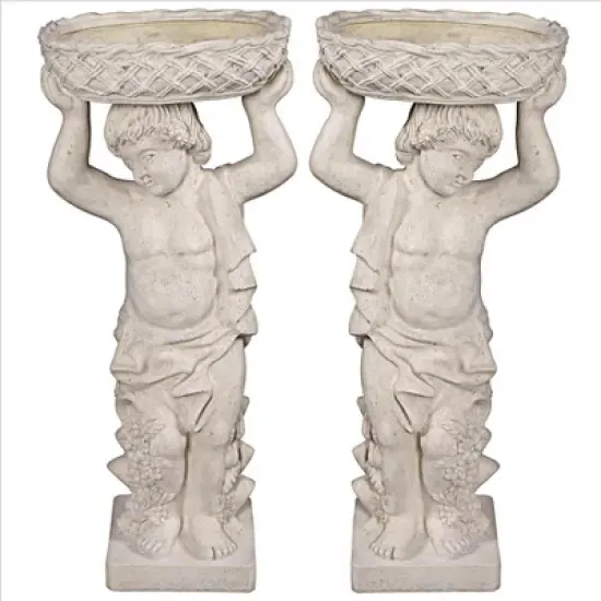 Design Toscano Young Bacchus with Basket Planters Garden Statues: Set of Two image {8}