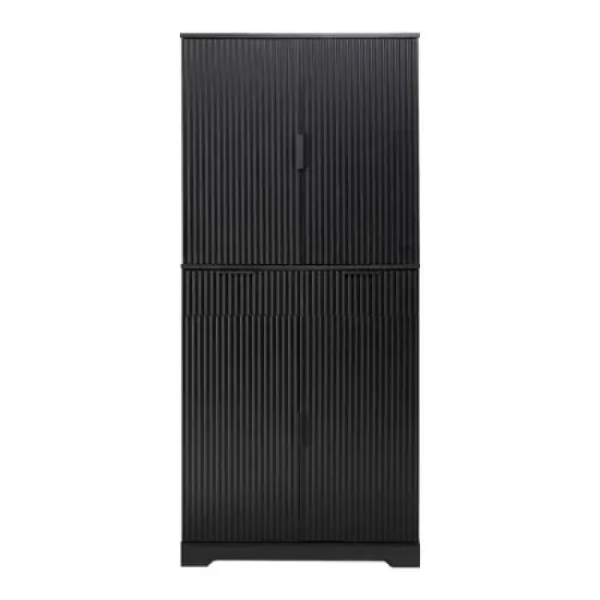 APRILSOUL 72" Fluted Kitchen Pantry Cabinet, 3 Keyboard Drawers, 6 Adjustable Door Shelves, for Bathroom, Dining Room, Office, Entryway image {7}