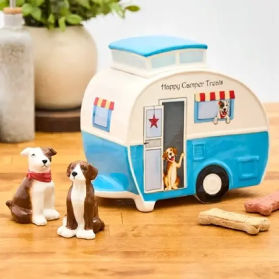 The Lakeside Collection Table Toppers Dog Themed Tabletop Collection Kitchen Dining Tail Wagging - Camper Cookie Jar image {3}