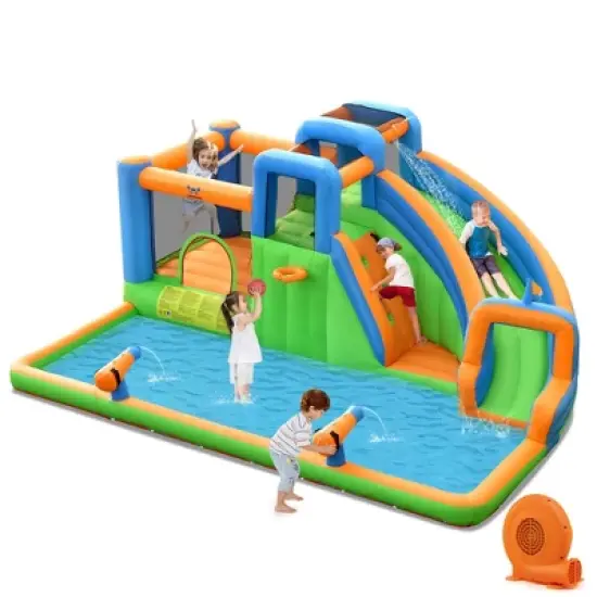 Costway Inflatable Water Slide Giant Bounce Castle with Dual Climbing Walls & 750W Blower image {9}