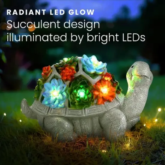 HOM Solar Turtle Statue - Solar Powered Turtle for Garden Decor with LED - Waterproof Solar Lights Outdoor for Patio, Yard, Porch image {7}