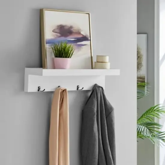 26.6" x 5.75" Coat Rack and Shelf White - Danya B. image {1}