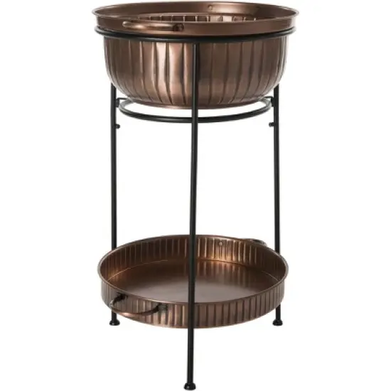 Naka Indoor/Outdoor Beverage Tub W/ Stand PIT2006 - Antique Copper/Black - Safavieh image {7}