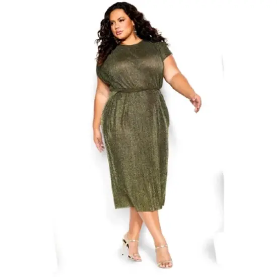 Women's Plus Size Luxe Shine Dress - bronze | CITY CHIC image {1}