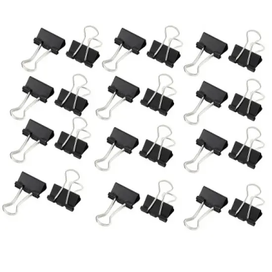 Unique Bargains Desk Paper Document Office Stationery Metal Binder Clips Black 0.6" 24 Pcs image {6}