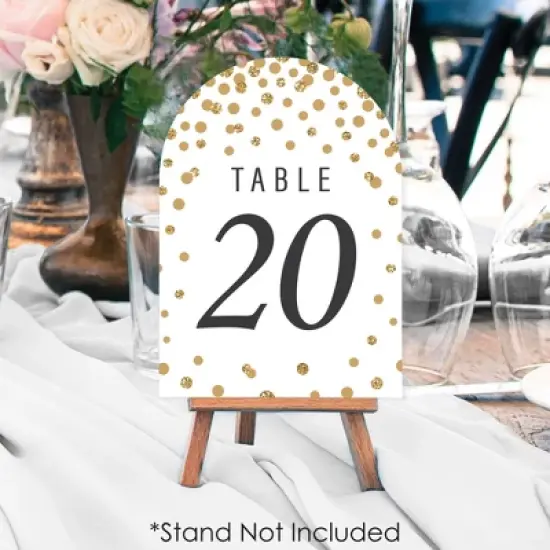 Big Dot of Happiness Gold Wedding - Wedding Receptions, Parties or Events Double-Sided 5 x 7 inches Cards - Table Numbers - 1-20 image {2}