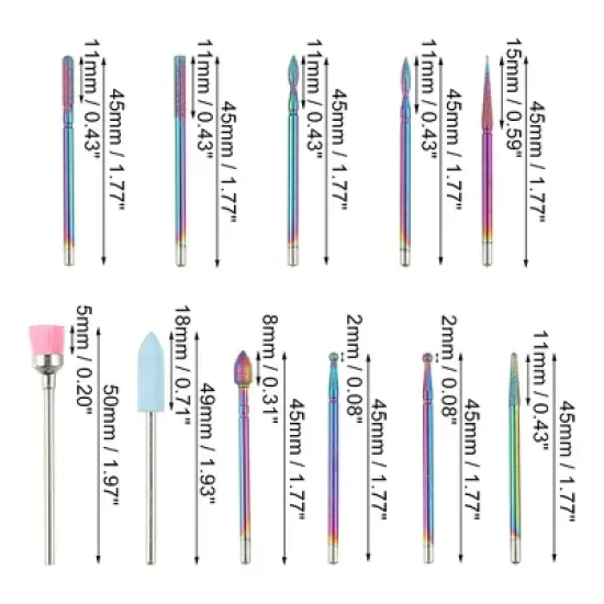 Unique Bargains Nail Drill Bits Set for Acrylic Gel Nails Remover Drill Bits for Nails Home Nail Care Supplies 11 Pcs image {3}