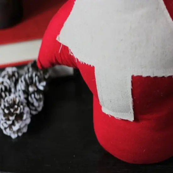 Northlight Plush Pine Tree Christmas Decoration - 15" - Red and White image {3}