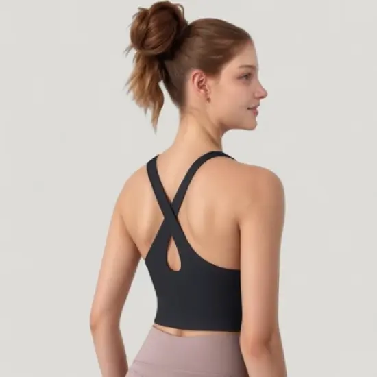 Anna-Kaci Active Women's Athletic Crop Tank Top with Cross Back Straps and Scoop Neckline image {5}