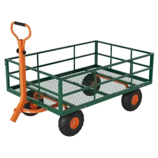 Steel Garden Cart with 10" Wheels, Wagon Cart, Removable Sides, 180&deg; Handle for Lawn, Farm, Outdoor image {7}