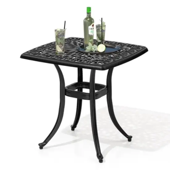 Crestlive Products Patio Cast Aluminum Black Side Table, Outdoor End Table Small Square Coffee Table for Backyard, Pool, Indoor, Easy Maintenance image {10}