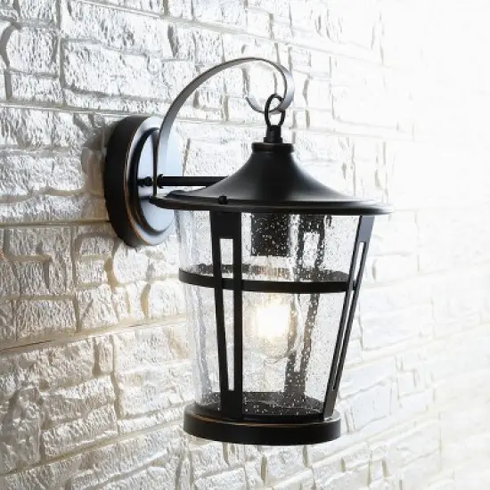 Raine Outdoor Wall Lantern - PLT4015 - Bronze - Safavieh image {3}