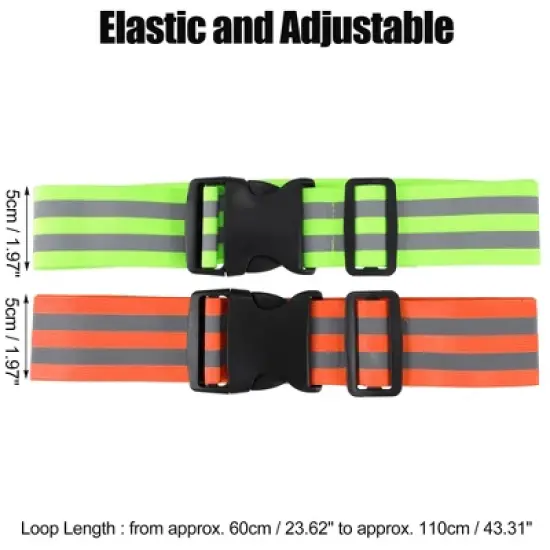 Unique Bargains High Visibility Safety Reflective Belt Running Gear Green Orange 2 Pcs image {3}